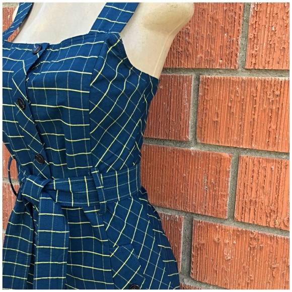 LAST 1❗CURRENT AIR Anthro Dark Teal / Yellow Dress - Picture 6 of 8